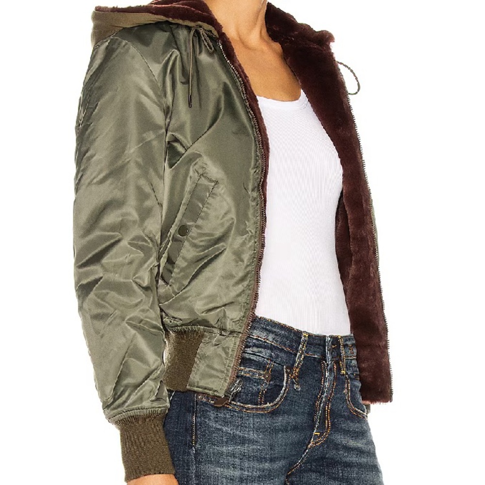 R13 Reversible Hooded Bomber XS Faux Fur